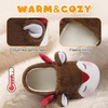 Toddler Slippers Boys Girls Cartoon Plush House Shoes | Cute Animal Design, Plush Warm Lining, Slip On Design, Non Slip Rubber Sole, Wide Toe Box(Deerbrown)