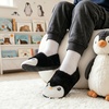 Toddler Slippers Boys Girls Cartoon Plush House Shoes | Cute Animal Design, Plush Warm Lining, Slip On Design, Non Slip Rubber Sole, Wide Toe Box(Penguinblack)