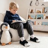 Toddler Slippers Boys Girls Cartoon Plush House Shoes | Cute Animal Design, Plush Warm Lining, Slip On Design, Non Slip Rubber Sole, Wide Toe Box(Penguinblack)