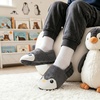 Toddler Slippers Boys Girls Cartoon Plush House Shoes | Cute Animal Design, Plush Warm Lining, Slip On Design, Non Slip Rubber Sole, Wide Toe Box(Penguingrey)