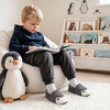 Toddler Slippers Boys Girls Cartoon Plush House Shoes | Cute Animal Design, Plush Warm Lining, Slip On Design, Non Slip Rubber Sole, Wide Toe Box(Penguingrey)