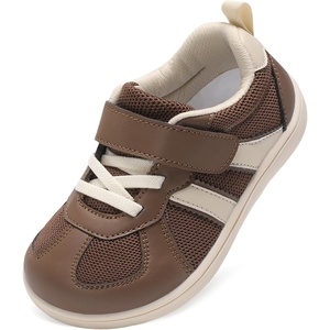 LeIsfIt Toddler Sneakers Boys Girls Wide Toe Box Barefoot Shoes | Zero Drop Sole, Hook and Loop Closure, Breathable Mesh Upper, Removable Insole, Non-Slip Sole, Walking Tennis Outdoor Play(Chocolate)
