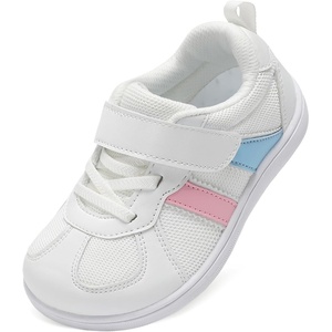 LeIsfIt Toddler Sneakers Boys Girls Wide Toe Box Barefoot Shoes | Zero Drop Sole, Hook and Loop Closure, Breathable Mesh Upper, Removable Insole, Non-Slip Sole, Walking Tennis Outdoor Play(White)