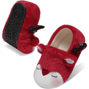 Toddler Slippers Boys Girls Cartoon Plush House Shoes | Cute Animal Design, Plush Warm Lining, Slip On Design, Non Slip Rubber Sole, Wide Toe Box(Deerred)