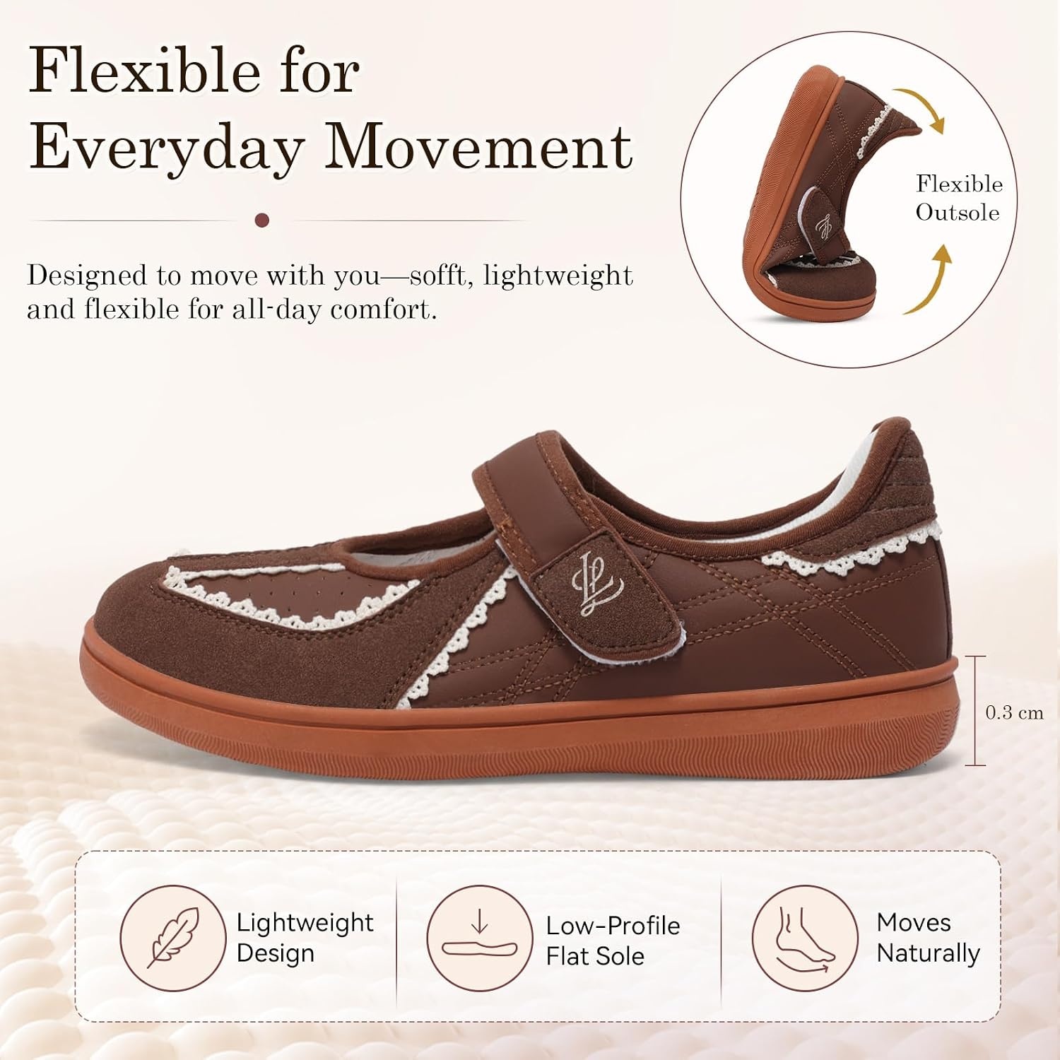 image:imageLeIsfIt Womens Mary Jane Flats Wide Toe Box Comfortable Walking ShoesBrown