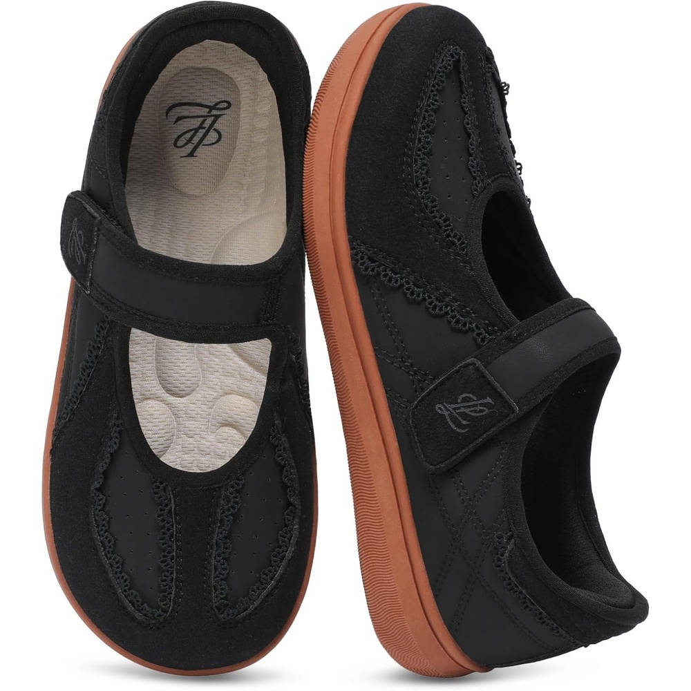 image:imageLeIsfIt Womens Mary Jane Flats Wide Toe Box Comfortable Walking ShoesBlack