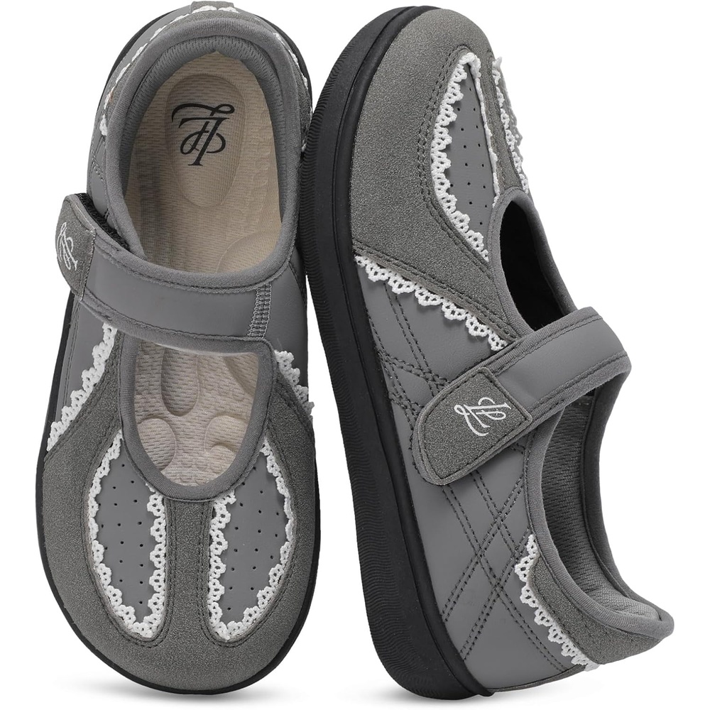 image:imageLeIsfIt Womens Mary Jane Flats Wide Toe Box Comfortable Walking ShoesGrey