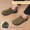 LeIsfIt Men’s Moccasin Slippers Wide Toe Box Memory Foam House Shoes(Green)