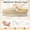 LeIsfIt Women’s Fuzzy Slippers Wide Toe Box Memory Foam House Shoes(Beige)
