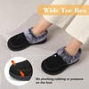LeIsfIt Women’s Fuzzy Slippers Wide Toe Box Memory Foam House Shoes(Black)
