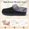 LeIsfIt Women’s Fuzzy Slippers Wide Toe Box Memory Foam House Shoes(Black)