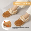 LeIsfIt Women’s Fuzzy Slippers Wide Toe Box Memory Foam House Shoes(Brown)
