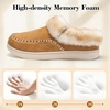 LeIsfIt Women’s Fuzzy Slippers Wide Toe Box Memory Foam House Shoes(Brown)