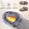 LeIsfIt Women’s Fuzzy Slippers Wide Toe Box Memory Foam House Shoes(Grey)