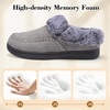 LeIsfIt Women’s Fuzzy Slippers Wide Toe Box Memory Foam House Shoes(Grey)