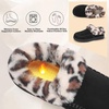 LeIsfIt Women’s Fuzzy Slippers Wide Toe Box Memory Foam House Shoes(Leopard)