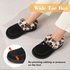 LeIsfIt Women’s Fuzzy Slippers Wide Toe Box Memory Foam House Shoes(Leopard)