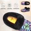 LeIsfIt Women’s Fuzzy Slippers Wide Toe Box Memory Foam House Shoes(Tiedye)