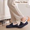 LeIsfIt Women’s Moccasin Slippers Wide Toe Box Memory Foam House Shoes(Navy)