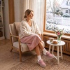 LeIsfIt Women’s Moccasin Slippers Wide Toe Box Memory Foam House Shoes(Pink)