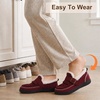 LeIsfIt Women’s Moccasin Slippers Wide Toe Box Memory Foam House Shoes(Red)