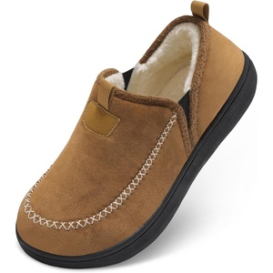 LeIsfIt Men’s Moccasin Slippers Wide Toe Box Memory Foam House Shoes(Brown)