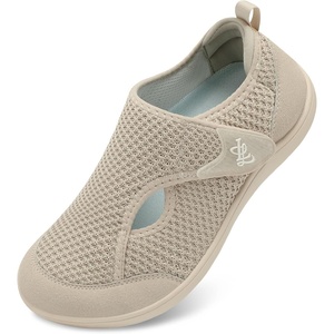 LeIsfIt Wide Toe Box Diabetic Shoes for Women Zero Drop Barefoot Sneakers Breathable Adjustable for Edema Swollen Feet & Seniors(B-taupe)