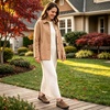 LeIsfIt Women’s Slippers Wide Toe Box Memory Foam Slip-On House Shoes(Brown)