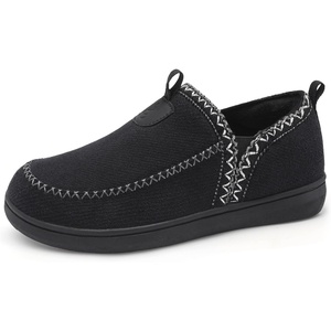 LeIsfIt Women’s Slippers Wide Toe Box Memory Foam Slip-On House Shoes(Black)