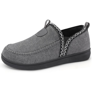LeIsfIt Women’s Slippers Wide Toe Box Memory Foam Slip-On House Shoes(Grey)