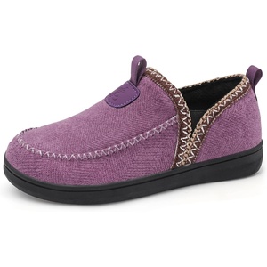 LeIsfIt Women’s Slippers Wide Toe Box Memory Foam Slip-On House Shoes(Purple)