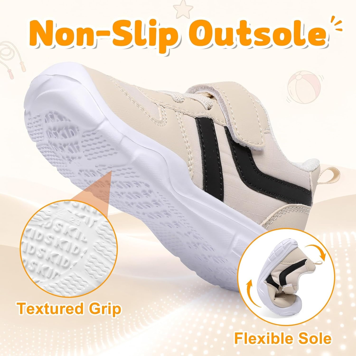 image:imageLeIsfIt Toddler Shoes Wide Toe Box Boys Girls Lightweight SneakersBeige
