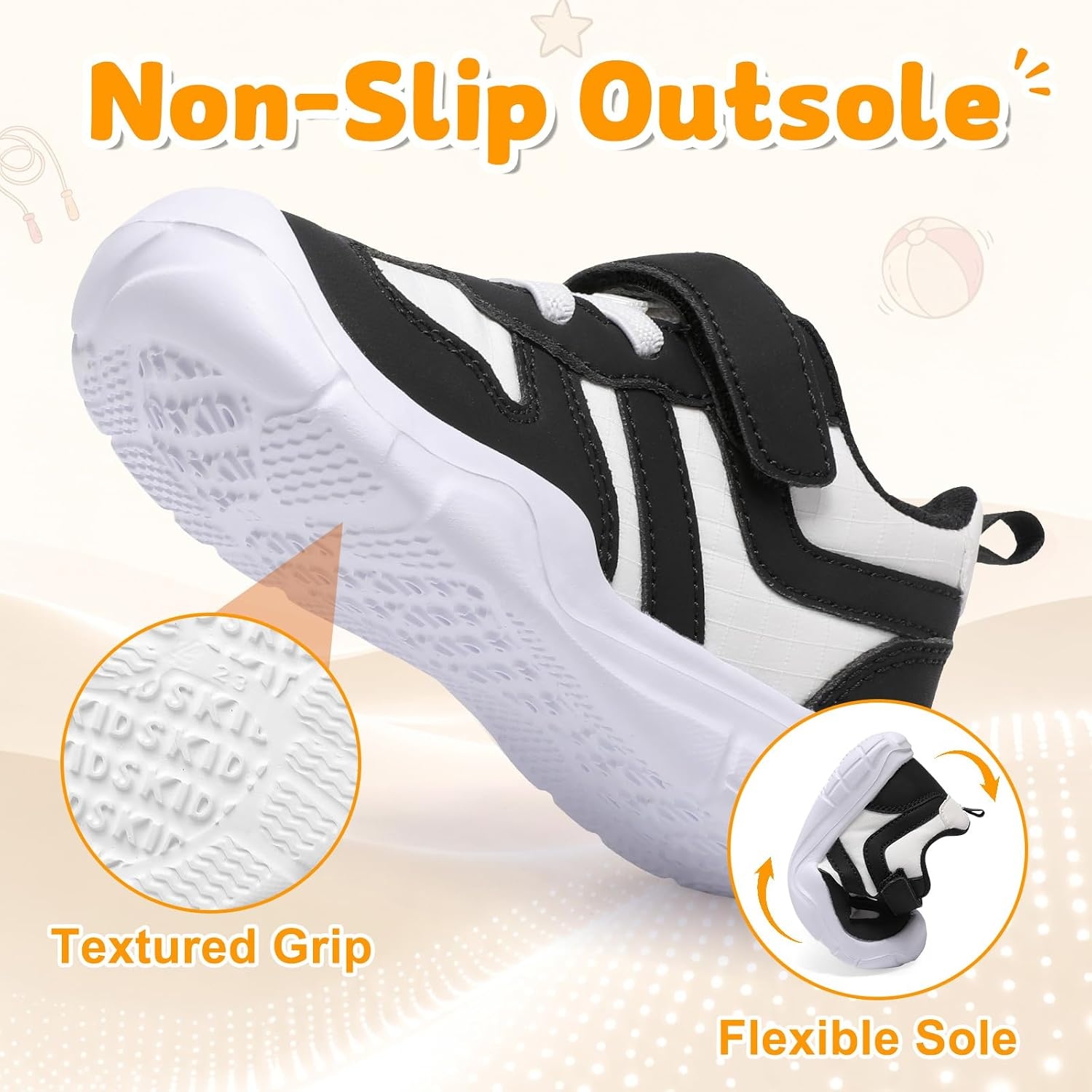 image:imageLeIsfIt Toddler Shoes Wide Toe Box Boys Girls Lightweight SneakersBlackWhite