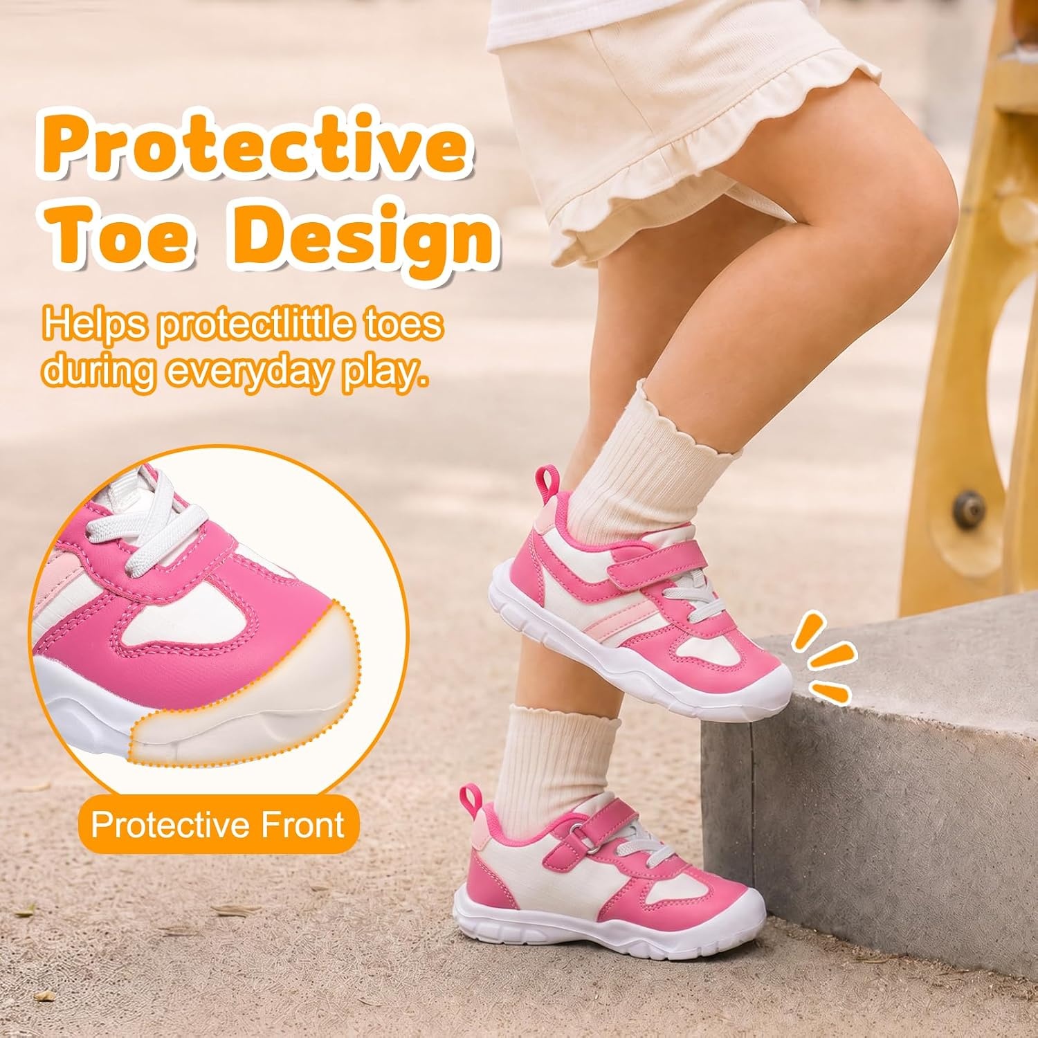 image:imageLeIsfIt Toddler Shoes Wide Toe Box Boys Girls Lightweight SneakersRose