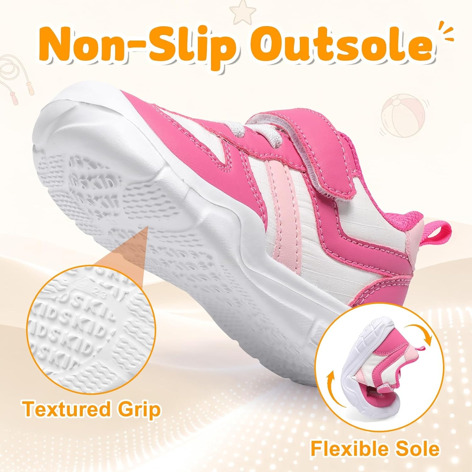 image:imageLeIsfIt Toddler Shoes Wide Toe Box Boys Girls Lightweight SneakersRose