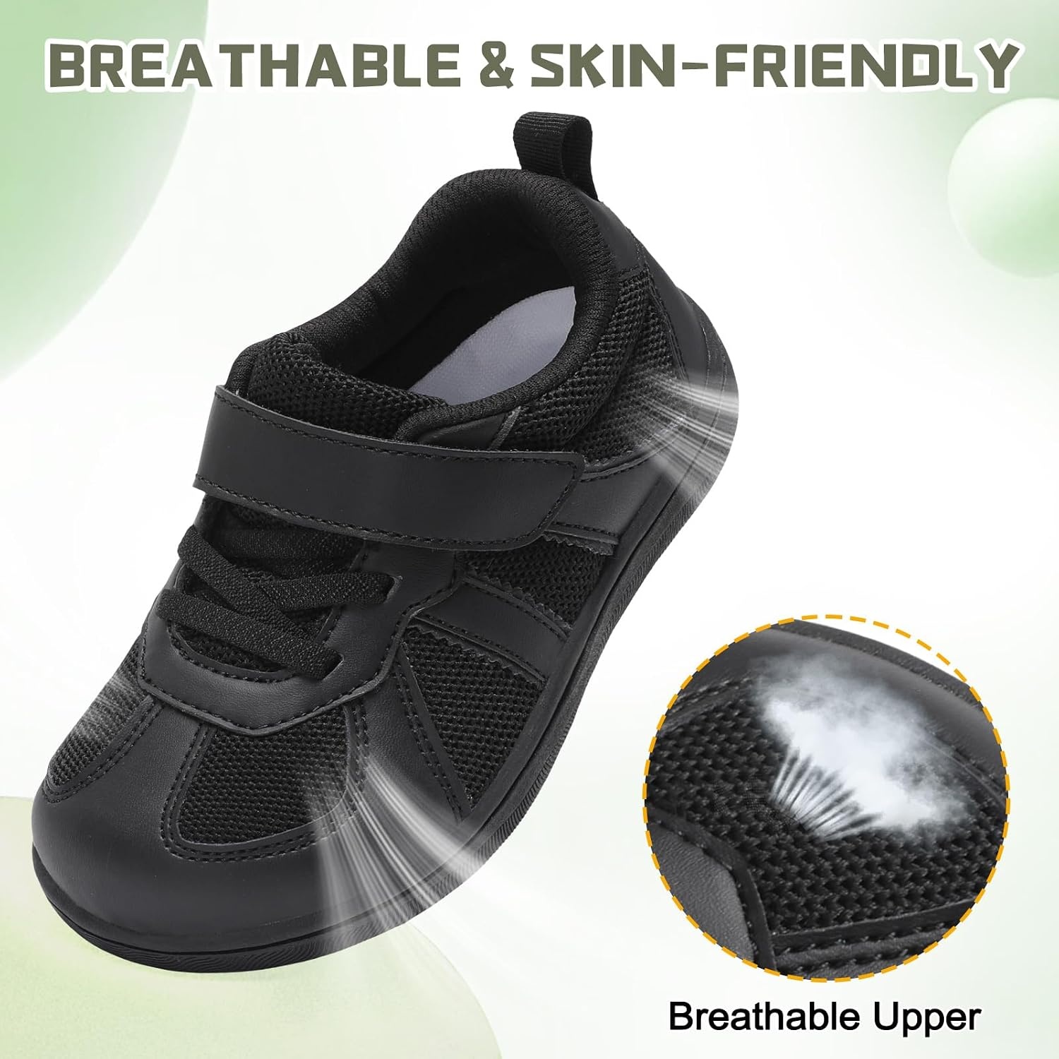 image:imageLeIsfIt Toddler Sneakers Boys Girls Wide Toe Box Barefoot ShoesAllblack
