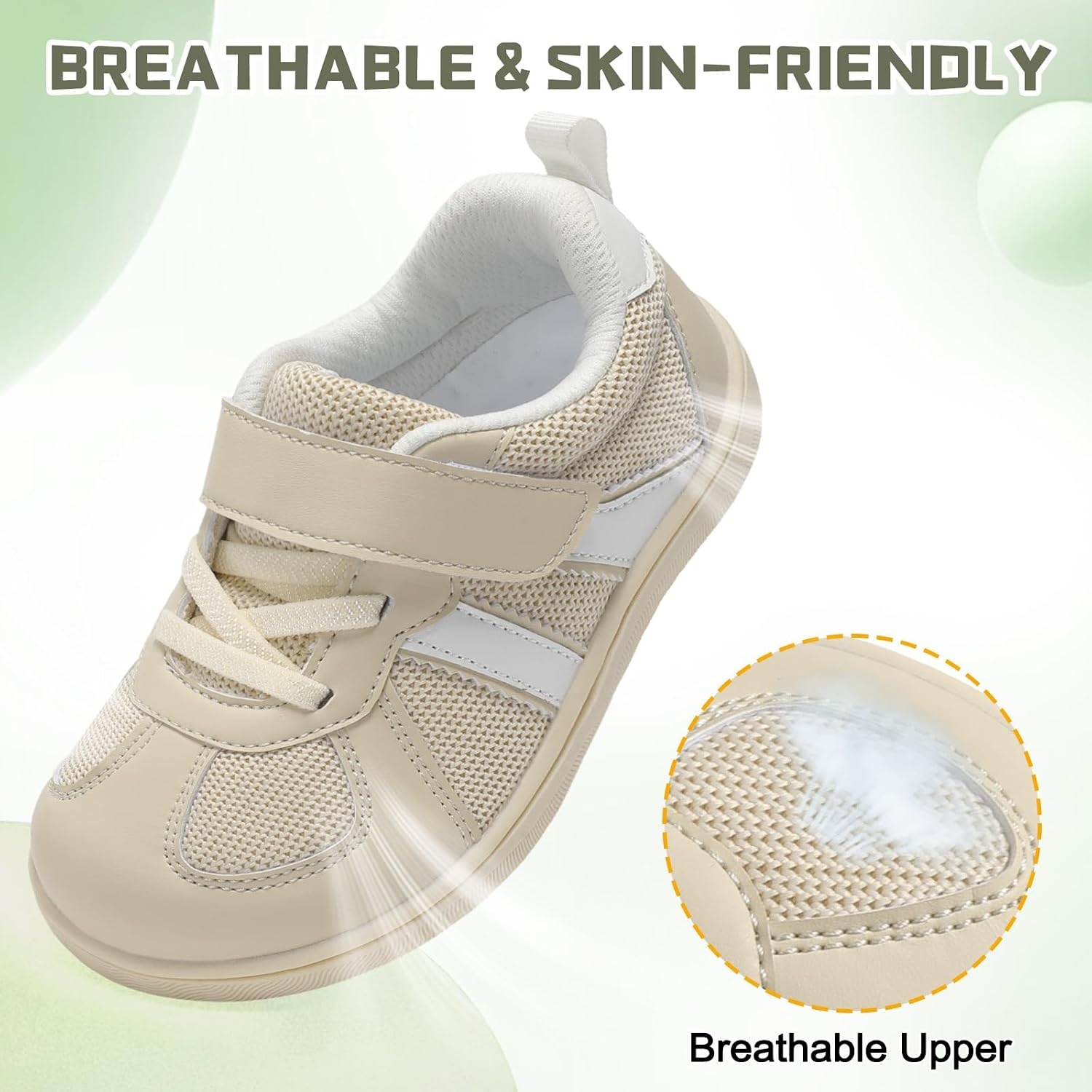 image:imageLeIsfIt Toddler Sneakers Boys Girls Wide Toe Box Barefoot ShoesBeige