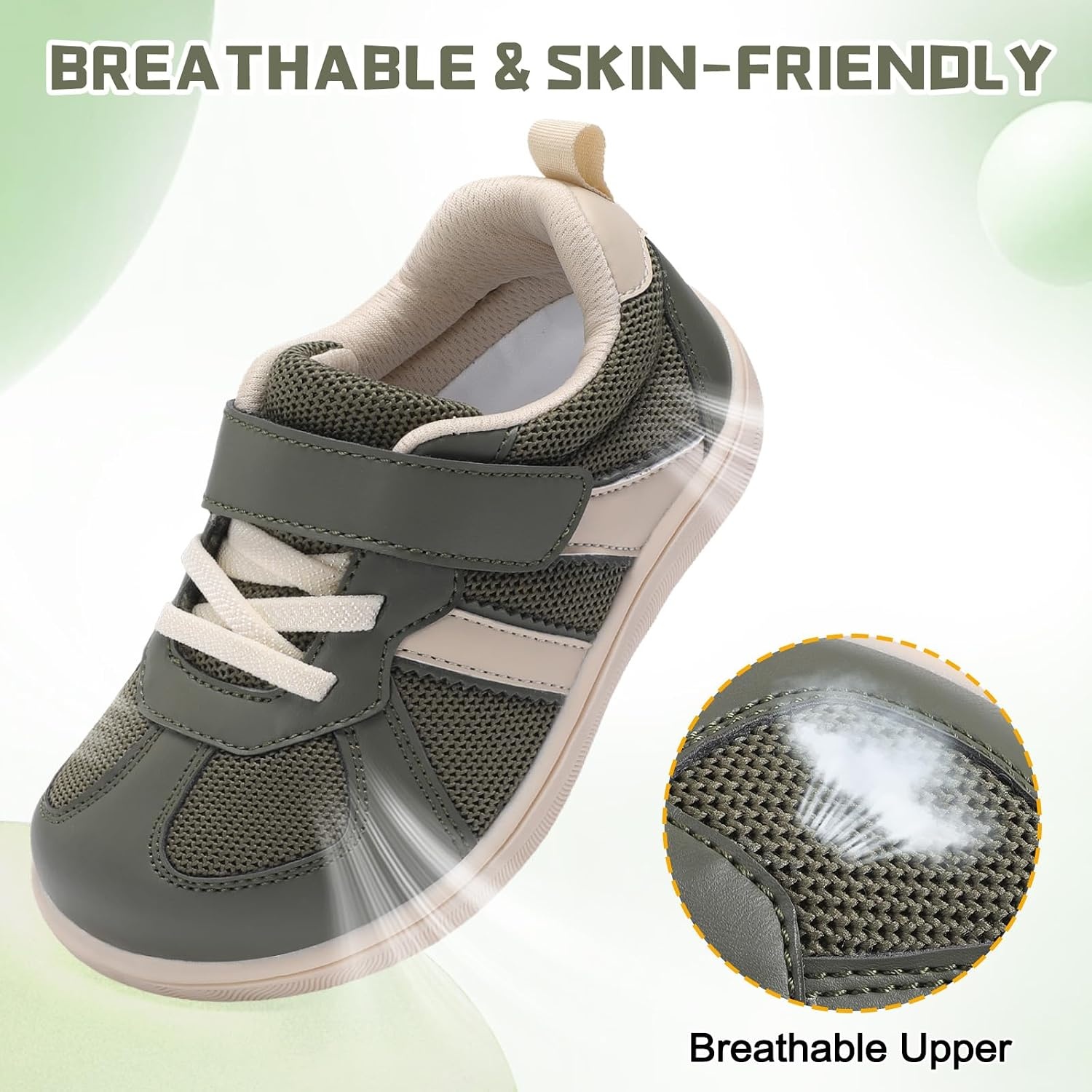 image:imageLeIsfIt Toddler Sneakers Boys Girls Wide Toe Box Barefoot ShoesDarkgreen