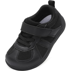 LeIsfIt Toddler Sneakers Boys Girls Wide Toe Box Barefoot Shoes(Allblack)