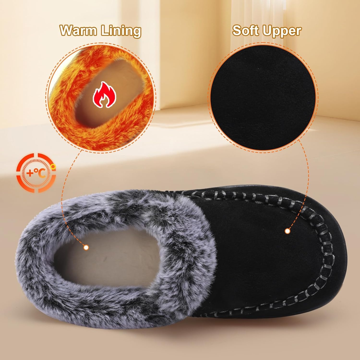 image:imageLeIsfIt Kids Slippers Boys Girls Warm Memory Foam Fuzzy House ShoesBlack