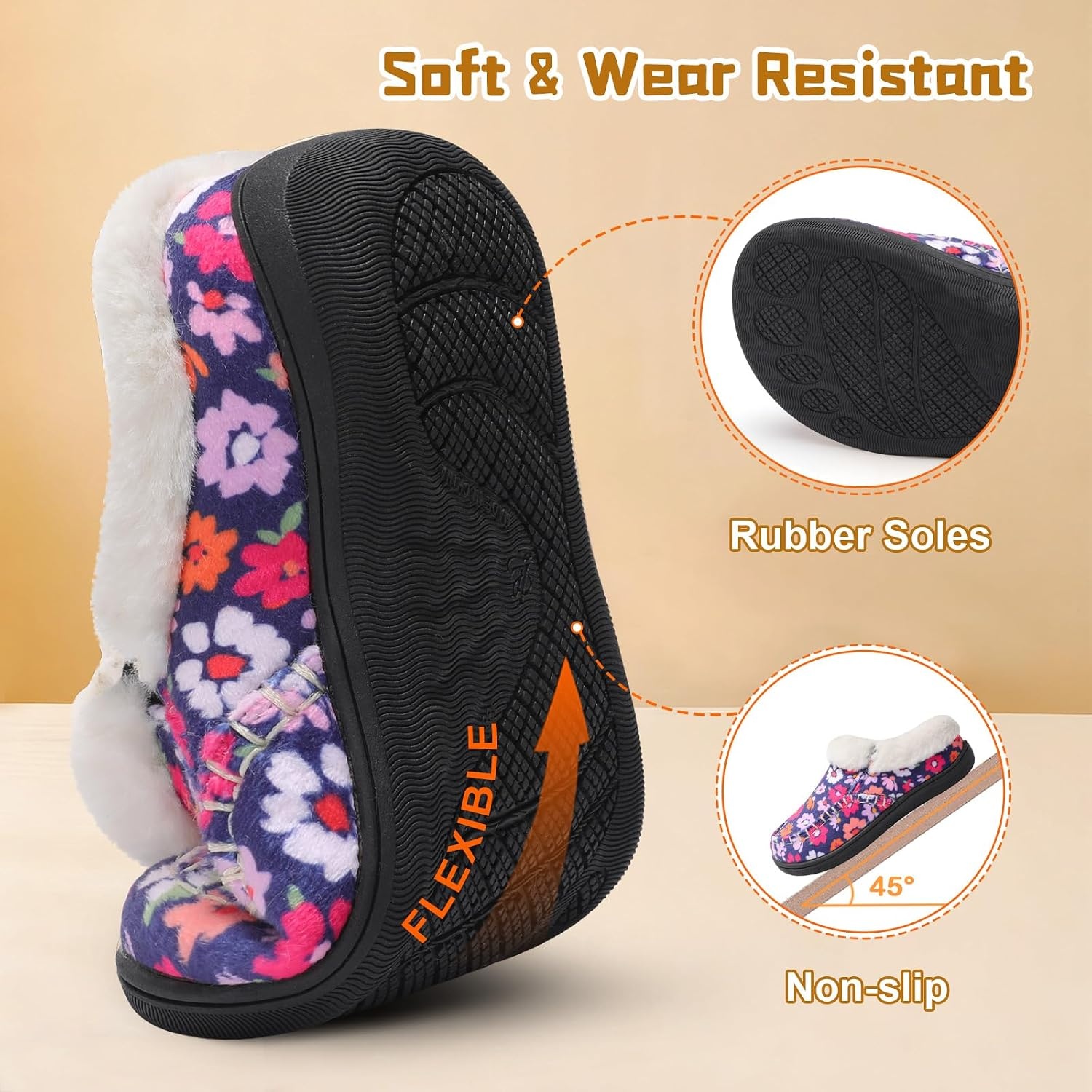 image:imageLeIsfIt Kids Slippers Boys Girls Warm Memory Foam Fuzzy House ShoesFlower