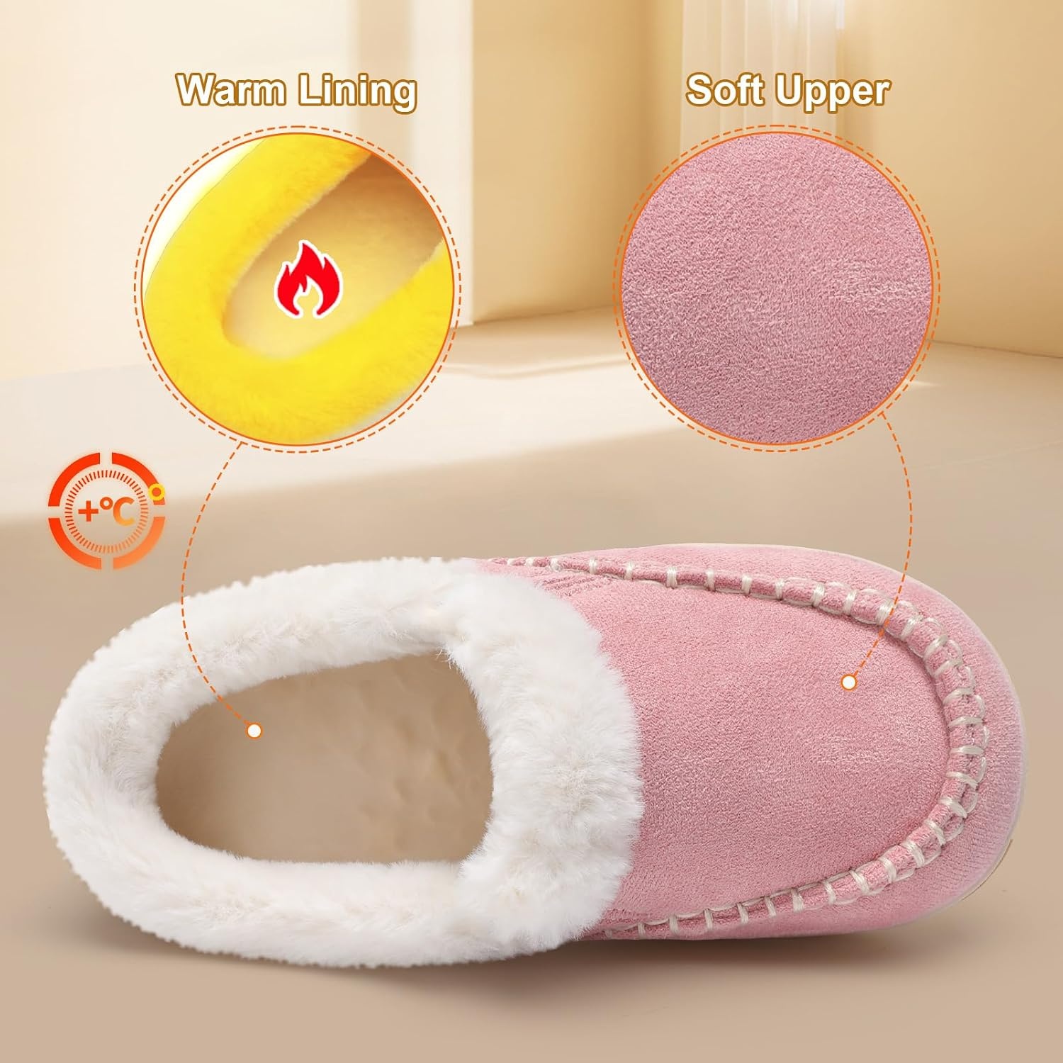 image:imageLeIsfIt Kids Slippers Boys Girls Warm Memory Foam Fuzzy House ShoesPink