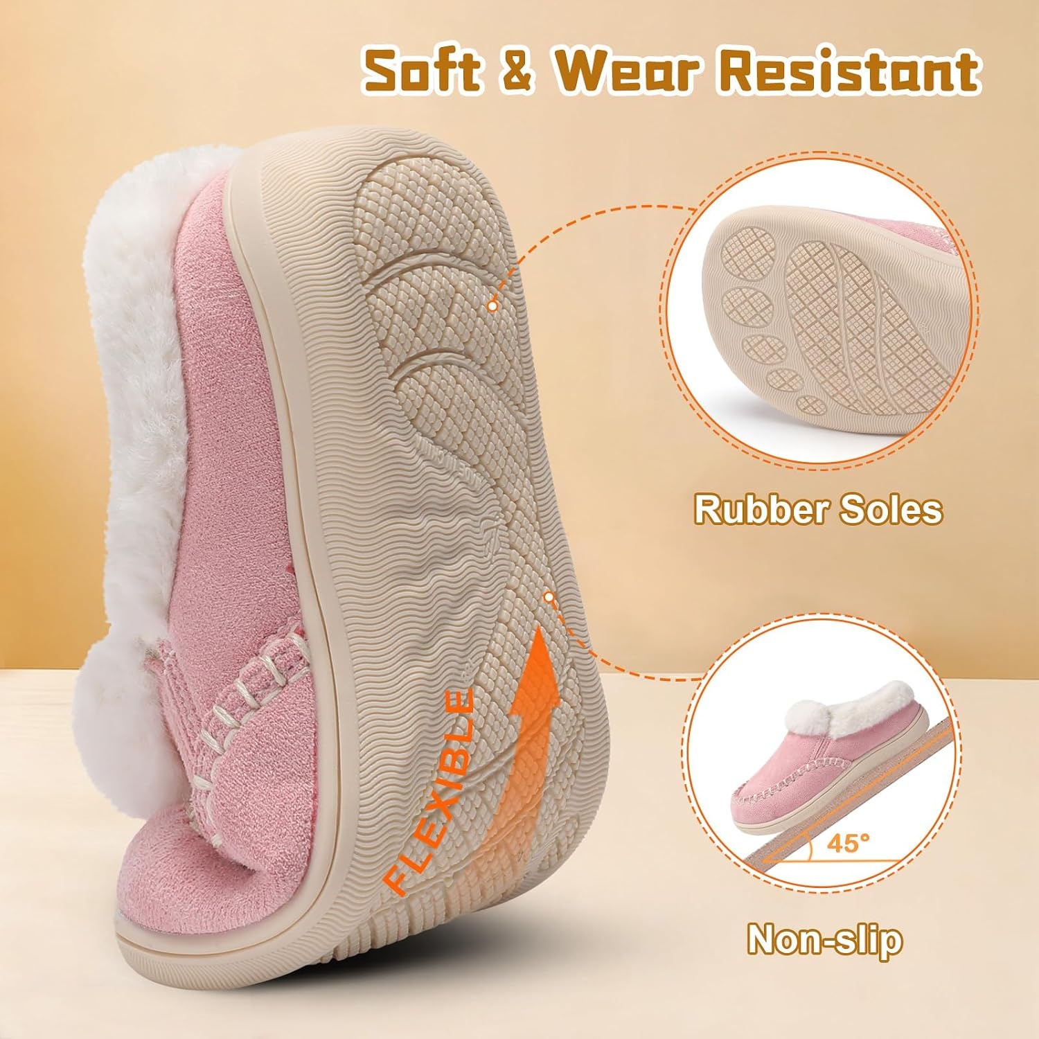 image:imageLeIsfIt Kids Slippers Boys Girls Warm Memory Foam Fuzzy House ShoesPink