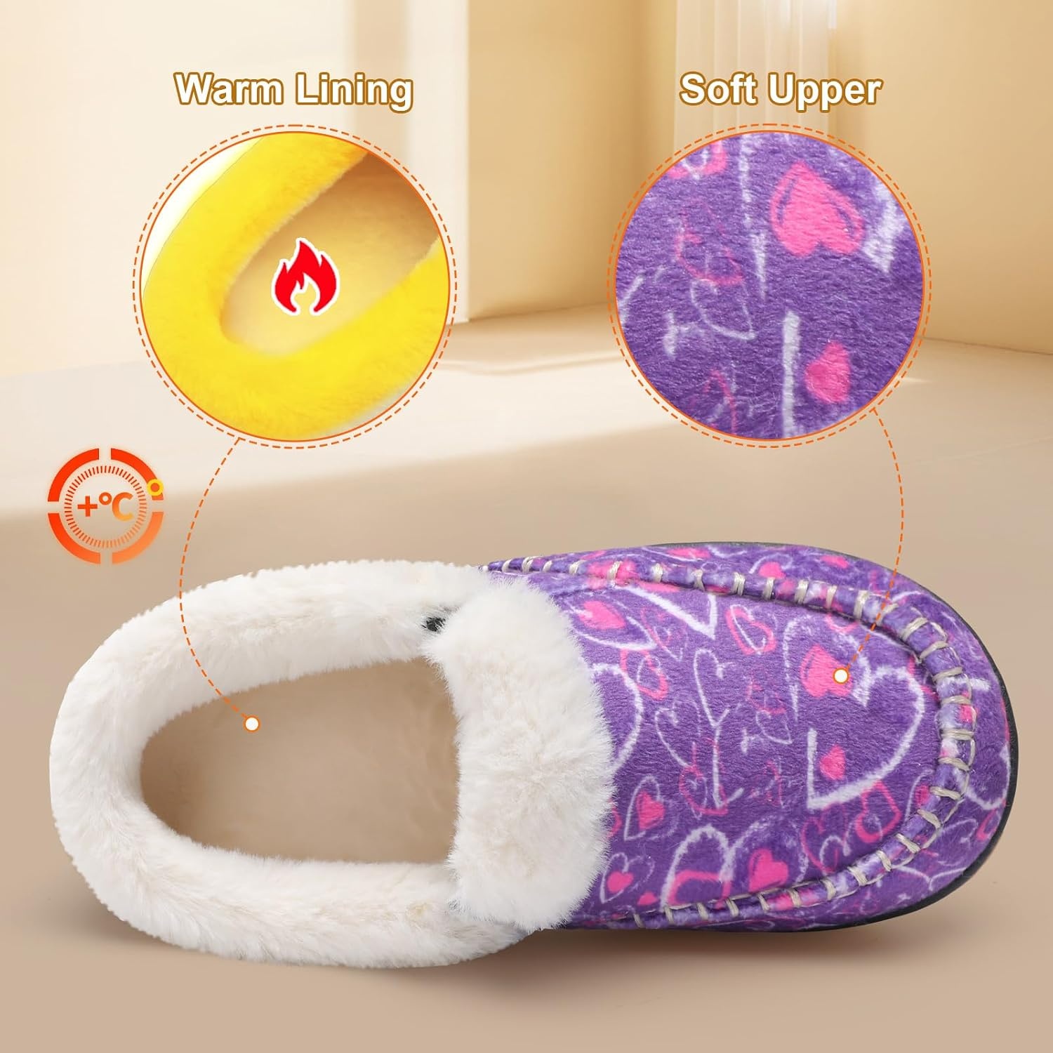 image:imageLeIsfIt Kids Slippers Boys Girls Warm Memory Foam Fuzzy House ShoesPurple