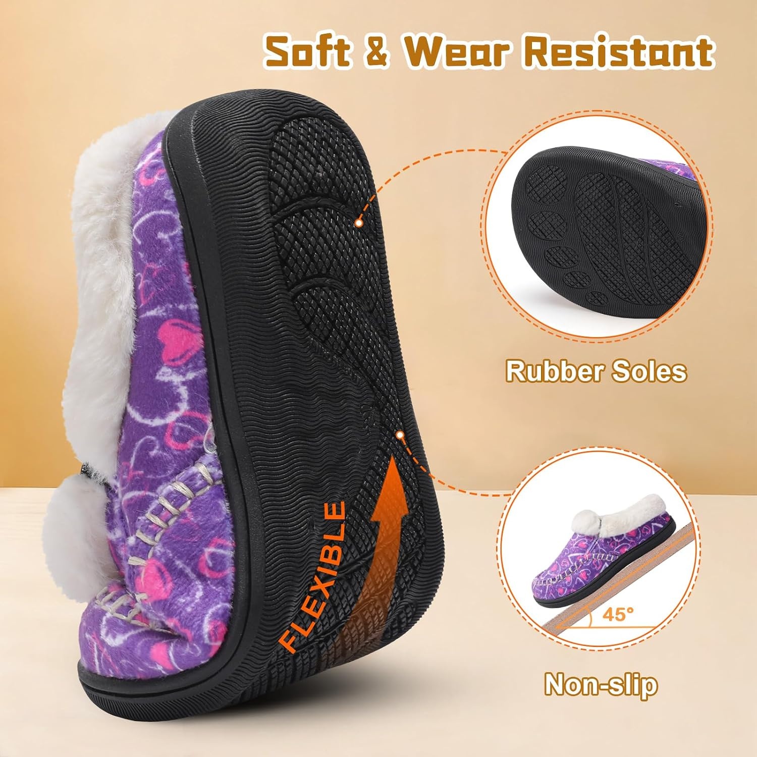 image:imageLeIsfIt Kids Slippers Boys Girls Warm Memory Foam Fuzzy House ShoesPurple