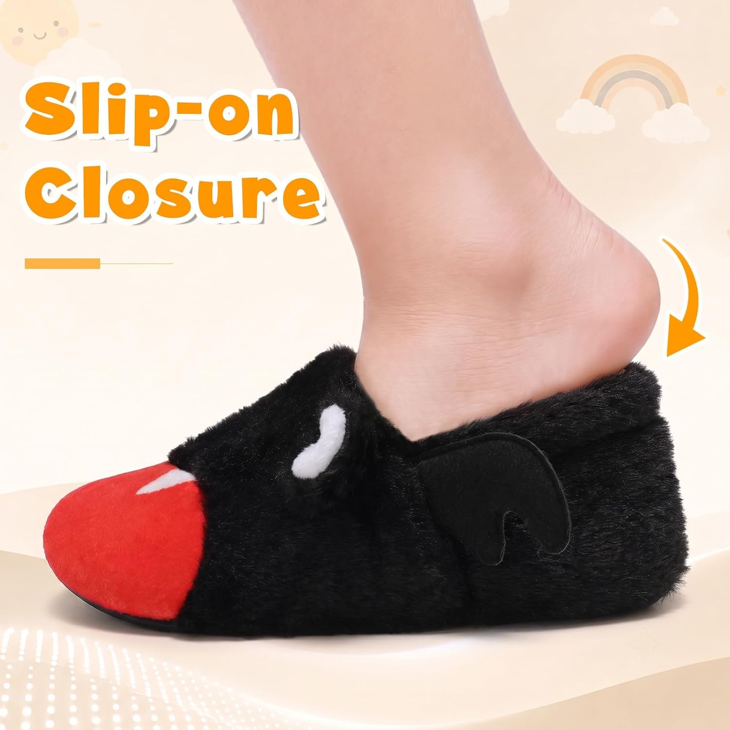 image:imageLeIsfIt Toddler Slippers Boys Girls Cartoon Plush House ShoesBatblack