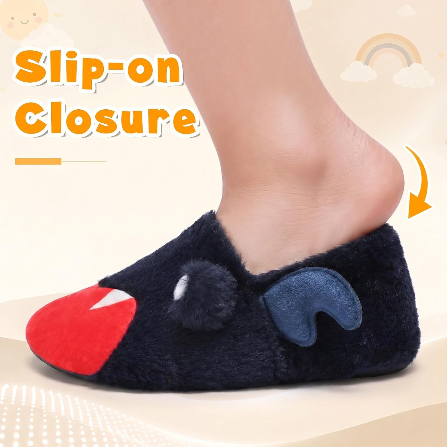 image:imageLeIsfIt Toddler Slippers Boys Girls Cartoon Plush House ShoesBatnavy