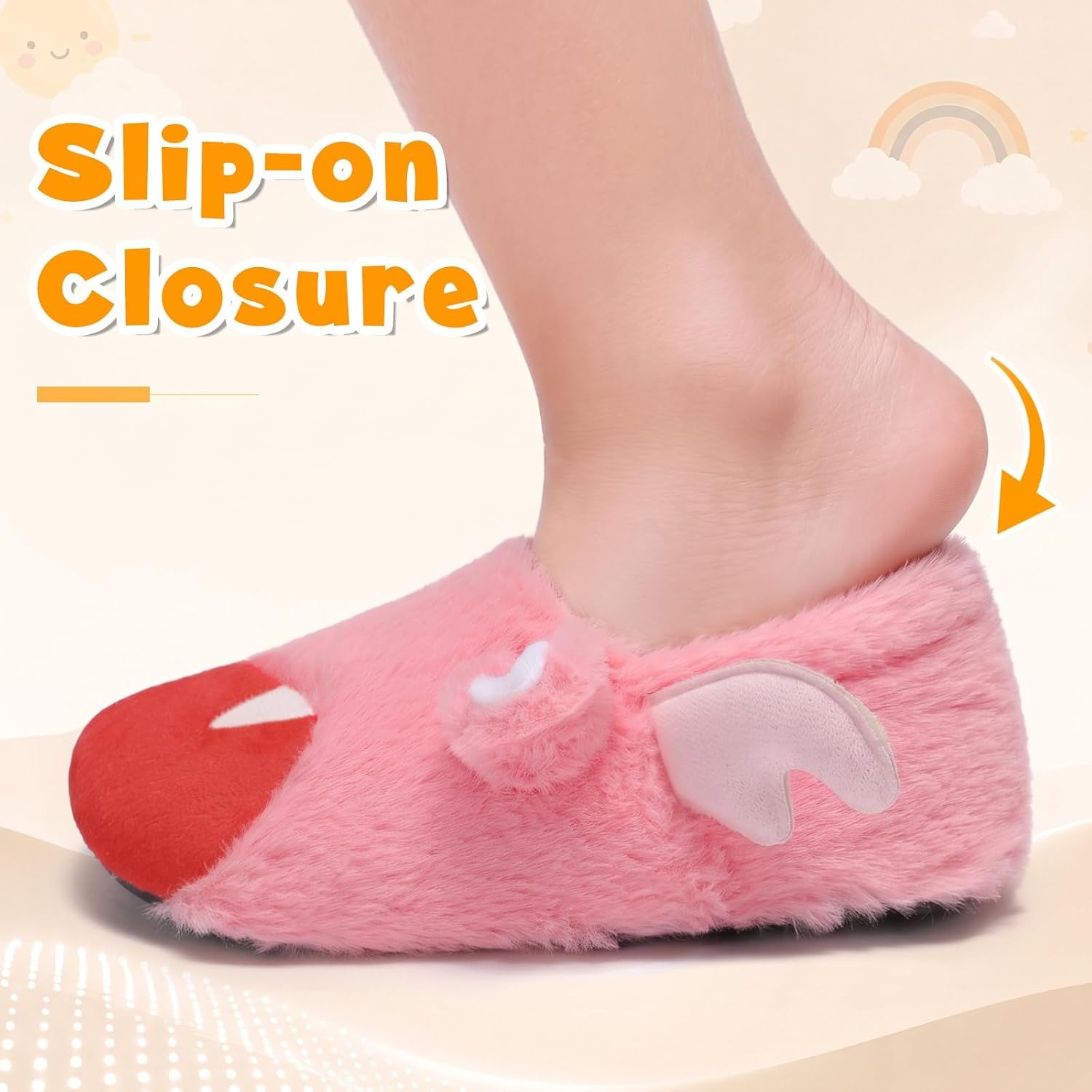 image:imageLeIsfIt Toddler Slippers Boys Girls Cartoon Plush House ShoesBatpink