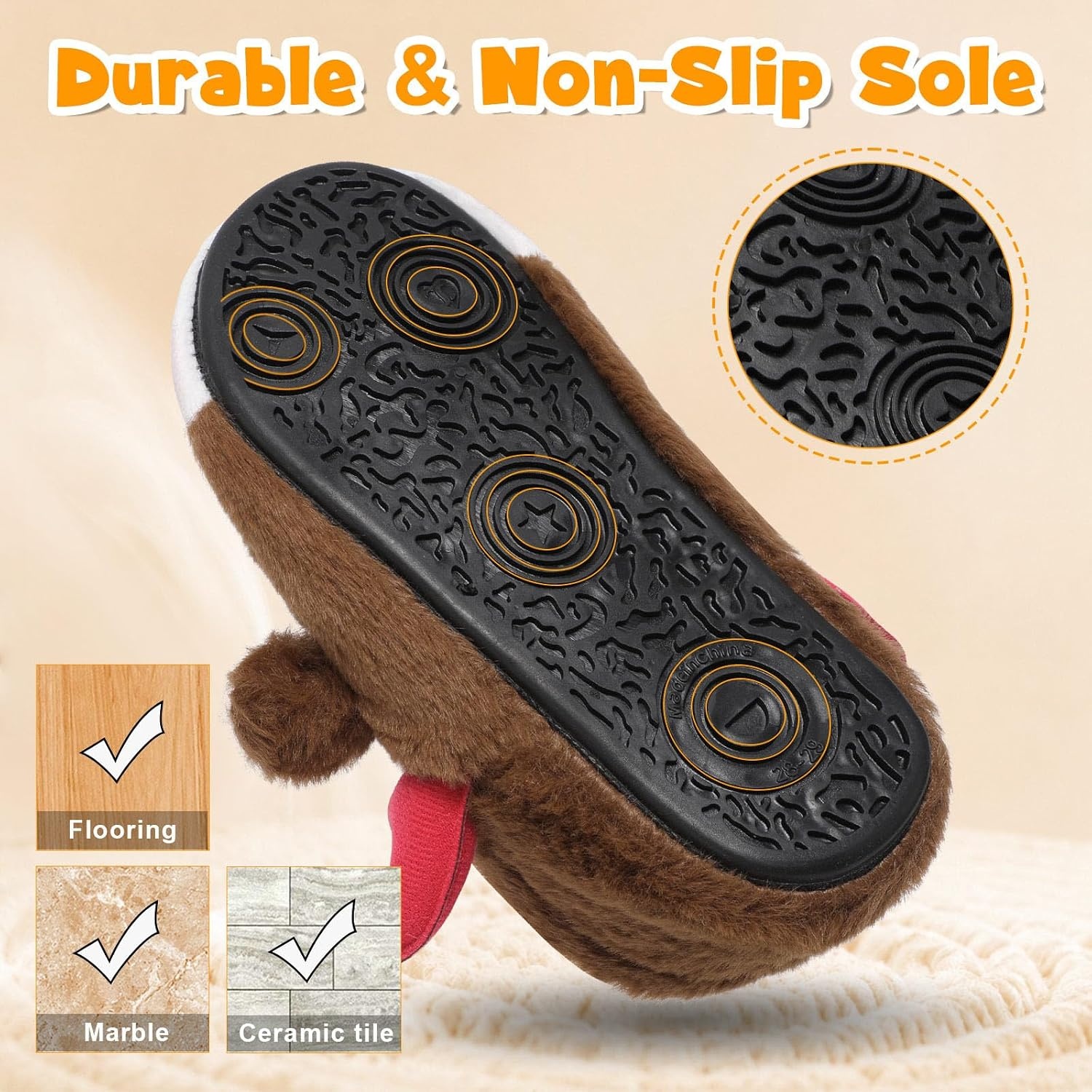 image:imageLeIsfIt Toddler Slippers Boys Girls Cartoon Plush House ShoesDeerbrown