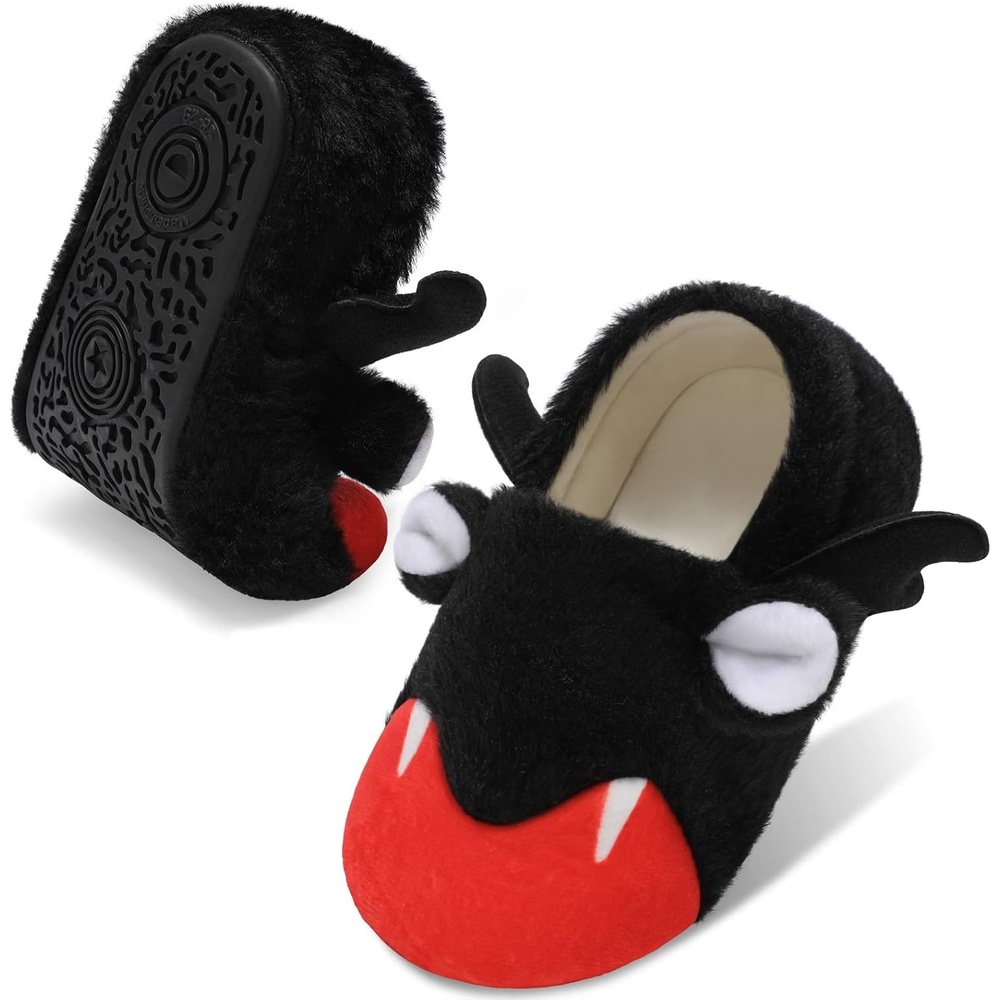 image:imageLeIsfIt Toddler Slippers Boys Girls Cartoon Plush House ShoesBatblack